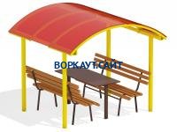 Стол и лавки под навесом МАФ 4005 в Саратове