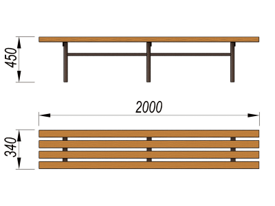 Двухметровая лавочка без спинки 2 м МАФ 1602 в Саратове