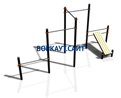Воркаут комплекс разноуровневых турников со скамьей для пресса ВС-37 в Саратове