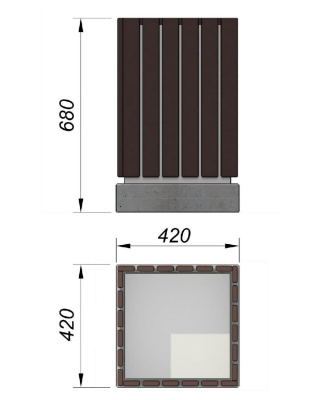 Урна деревянная квадратная с бетонным основанием МАФ 1633 в Саратове