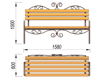 Лавочка кованная МАФ 1606 в Саратове