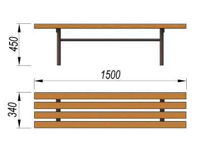 Лавочка без спинки МАФ 1601 в Саратове