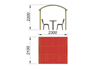 Стол и лавки под навесом МАФ 4005 в Саратове