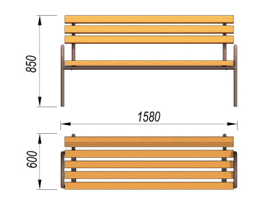Парковая лавочка со спинкой МАФ 1605 в Саратове