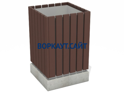 Урна деревянная квадратная с бетонным основанием МАФ 1633 в Саратове